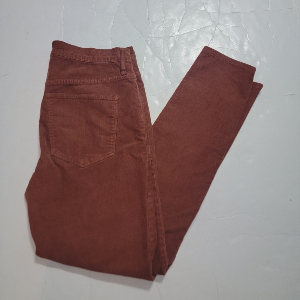 JCrew Toothpick Corduroy Pants Size 30T Burnt Orange
